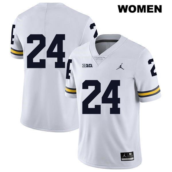 Women's NCAA Michigan Wolverines Lavert Hill #24 No Name White Jordan Brand Authentic Stitched Legend Football College Jersey XR25T07KF